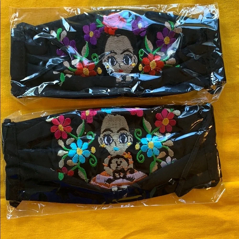 Triple layer Reusable embroide face mask F…